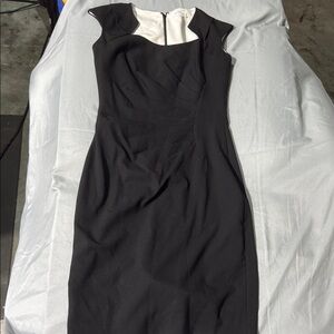 Calvin Klein Asymmetrical Black and White Sheath Dress
